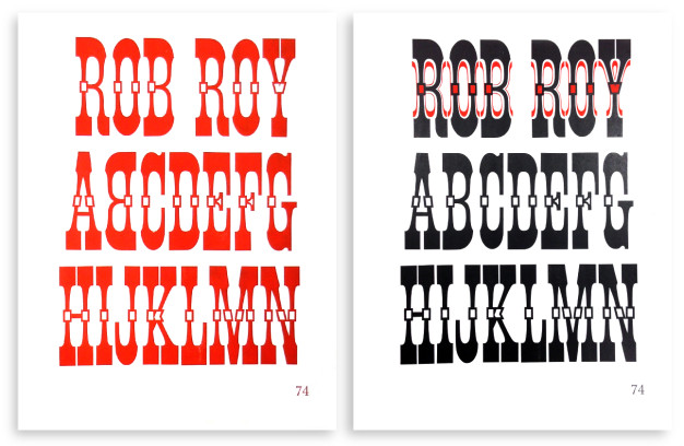 Two versions of folio page number 74 from 1964, proof (left) and final (right).